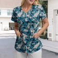 thumbnail image 2 of TOWED22 Scrubs for Women V Neck Cute Printed Scrub Tops Medical Nurse Shirt Soft Casual Uniform with Pockets(Blue,M), 2 of 5