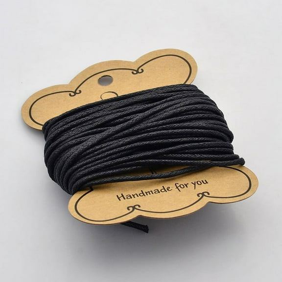 10m Black Waxed Cotton Cord 2mm in diameter