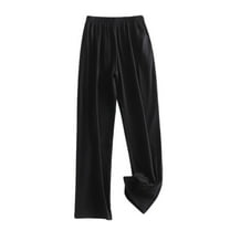 Defitshape Women's Cotton Pajama Pants Comfy Summer Summer Lightweight Long Elastic Waist Soft Baggy Lounge Sleeping Bottoms Black Large