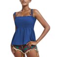 thumbnail image 2 of HCYSFG Ruffle Smocked Tank Tops for Women Summer Square Neck Sleeveless Tops Tie Shoulder Spaghetti Strap Blouse Peplum Cami Shirts, 2 of 5
