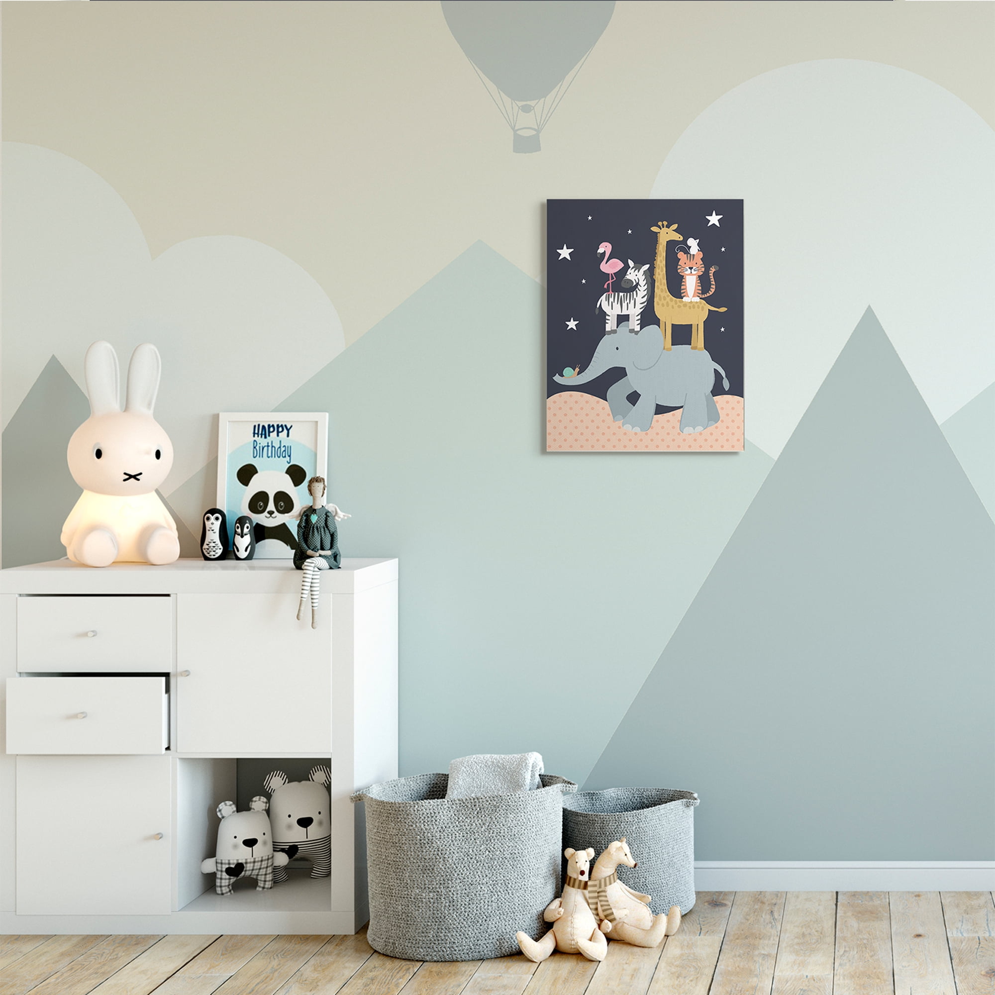 Stupell Industries Starry Night Sky Safari Animals Elephant Giraffe Zebra,16 x 20,Designed by Lisa Whitebutton