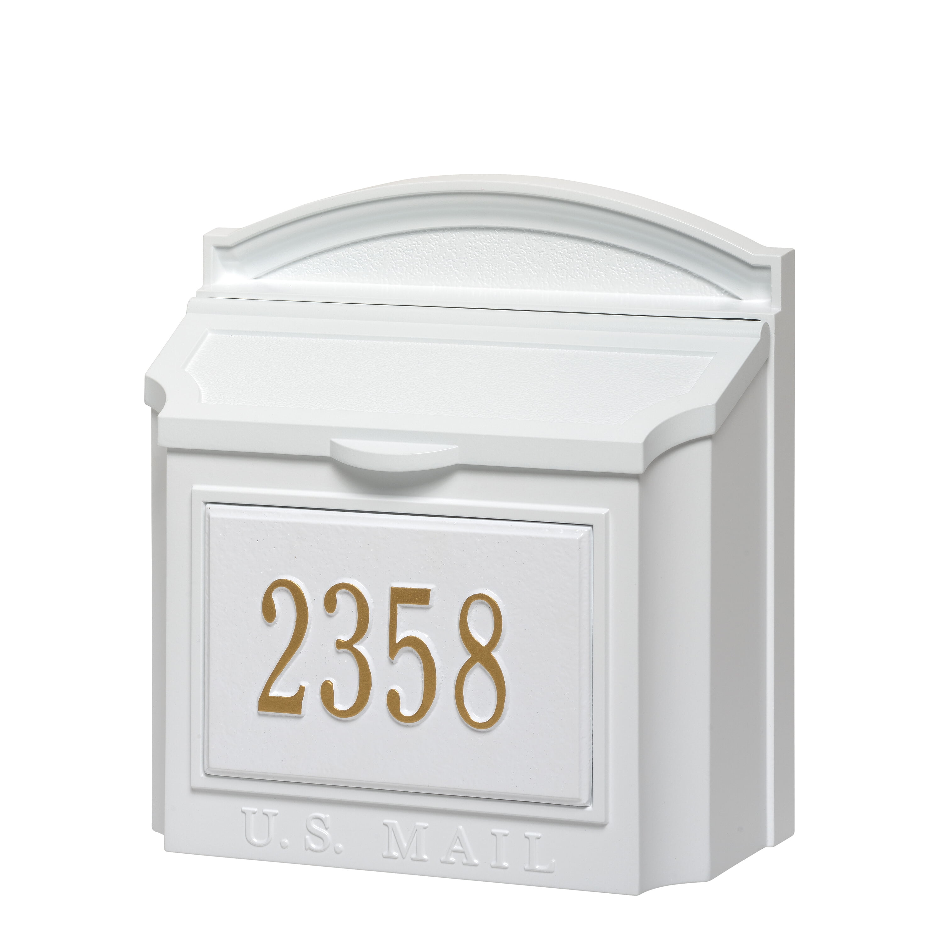Whitehall White Wall Mounted Locking Security Mailbox with Custom Address Plaque by Whitehall