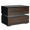 thumbnail image 3 of Hommpa RGB LED Bedside Table Modern Bedroom 2 Drawers Nightstand Wood Texture Brown Black Night Tables, 3 of 9