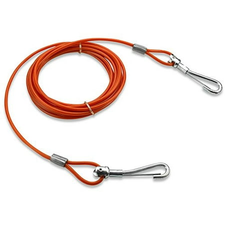 Chain Dog Leashes Dog Leash - Heavy-Duty Tie-Out Chain Cable - 20 Feet Long - For Dogs Up To 60lbs - Dog House, Dog Training, Pet Supplies, & Accessories - By Katzco ()