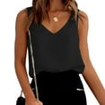 thumbnail image 4 of YYDGH Womens Silk Satin Tank Tops V Neck Casual Cami Sleeveless Camisole Blouses Summer Basic Tank Shirt Black XL, 4 of 9