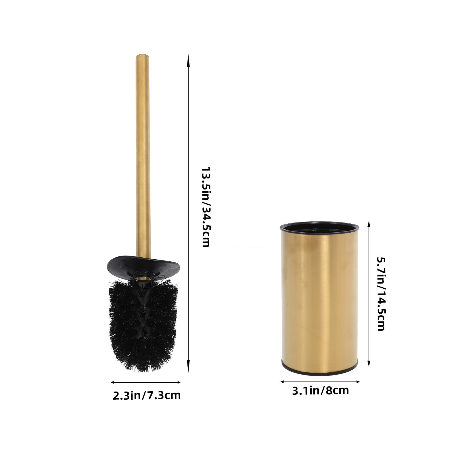 Mat Black Bowl Toilet Brush Holder 34.50X7.30X7.30CM Golden