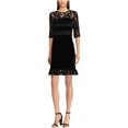 thumbnail image 1 of Vestido midi de encaje de terciopelo para mujer de American Living, negro, 2, 1 of 1