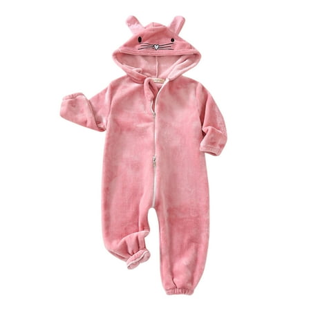 

Qufokar Ruffle Baby Girl Clothes Baby Romper Boy Toddler Boys Girls New Long Sleeve Winter Fleece Rabbit Ears Hooded Jumpsuit Romper