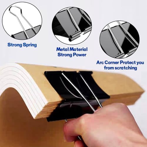 Tekola 3 Inch Extra Large Jumbo Binder Clips (12 Pack), Heavy Duty Paper Clamps for Office and Home Supplies, Black
