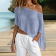 thumbnail image 2 of Womens Sheer Poncho Top Y2k Knitted Summer Soft Asymmetrical Mesh Shawl Pullover Lightweight Sweater Cover Up Tops Women Cute Boho Shirts Breathable Beach Vacation Outfits, Sky Blue L, 2 of 4