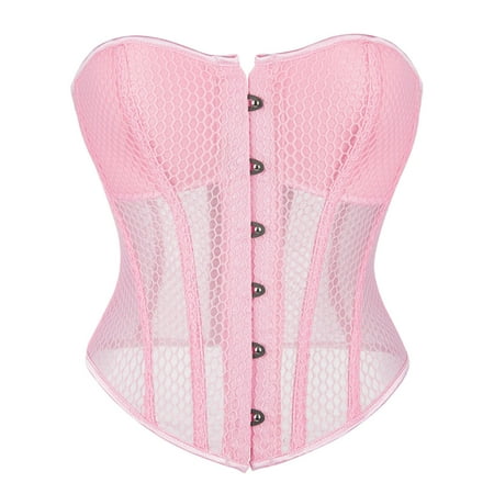Women s Elegant Vintage Cap Sleeve Brocade Bustier Corset Top Men Pink S