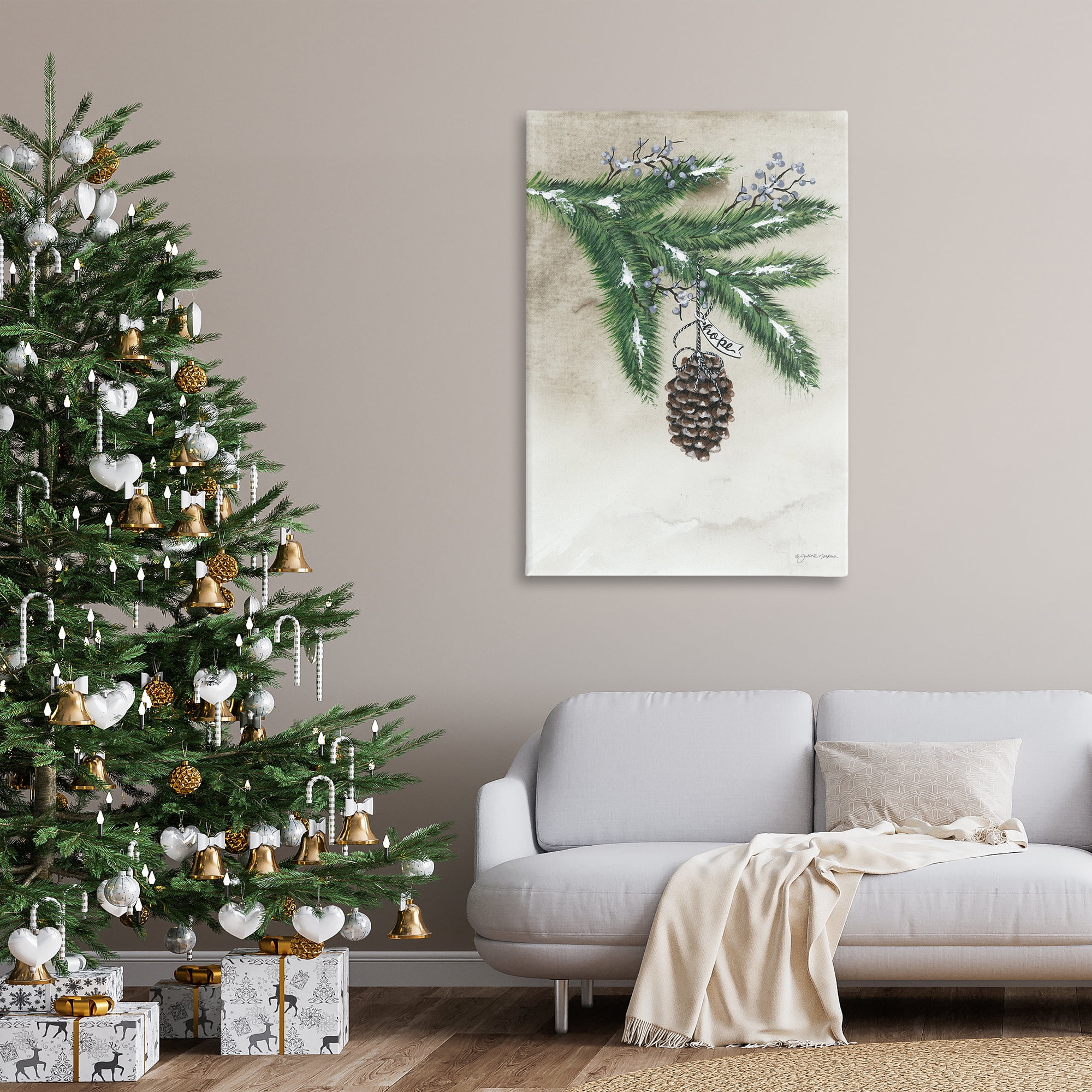 Stupell Industries Dangling Rustic Pine Cone Botanical & Floral Painting Gallery Wrapped Canvas Art Print Wall Art, 30 x 45