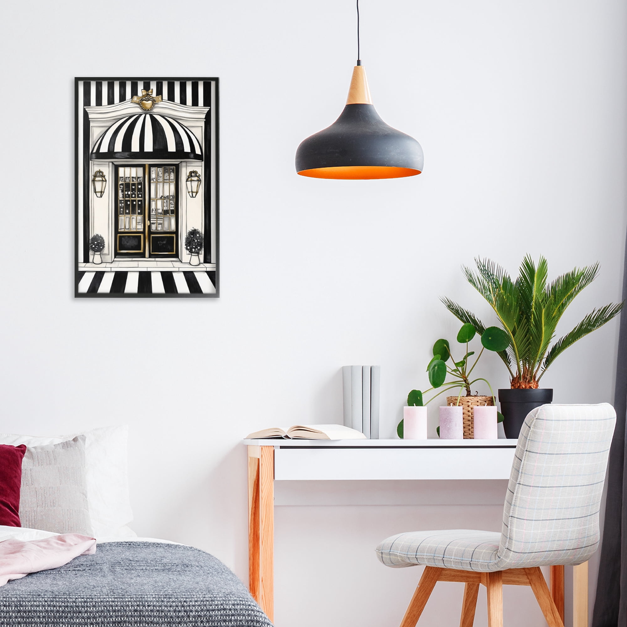 Stupell Industries Paris Storefront Facade Black Framed Giclee Art, design by Petal Prints Design