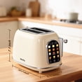 thumbnail image 2 of Mecity Easy Touch Screen Toaster 2 Slice – Retro Wide Slot Stainless Steel Toaster with Large Display, 6 Browning Levels, Bagel, Defrost & Reheat, Removable Crumb Tray, Cream Color, 2 of 9