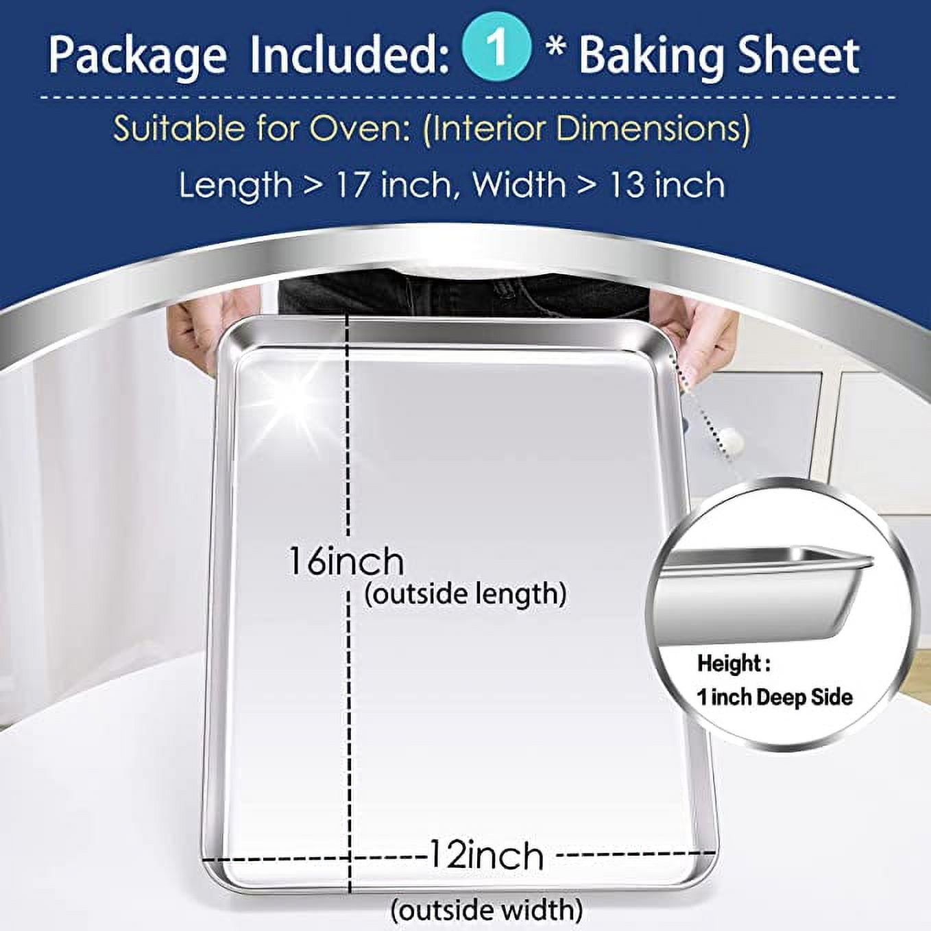 Commercial Quality Cookie Sheet Pan - 2 Pack Aluminum Half Sheet Baking Pan  by Saffron & Sage Home Living - This 13x18 Baking Sheet Set is Rust & Warp