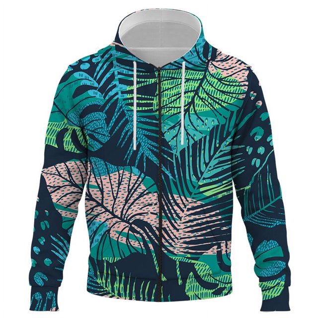 Sudadera con capucha y cremallera de primavera y otoño con hojas de jungla para hombres, mujeres y niños, sudaderas con estampado 3D, ropa de calle, jersey para niños, camisetas para niños