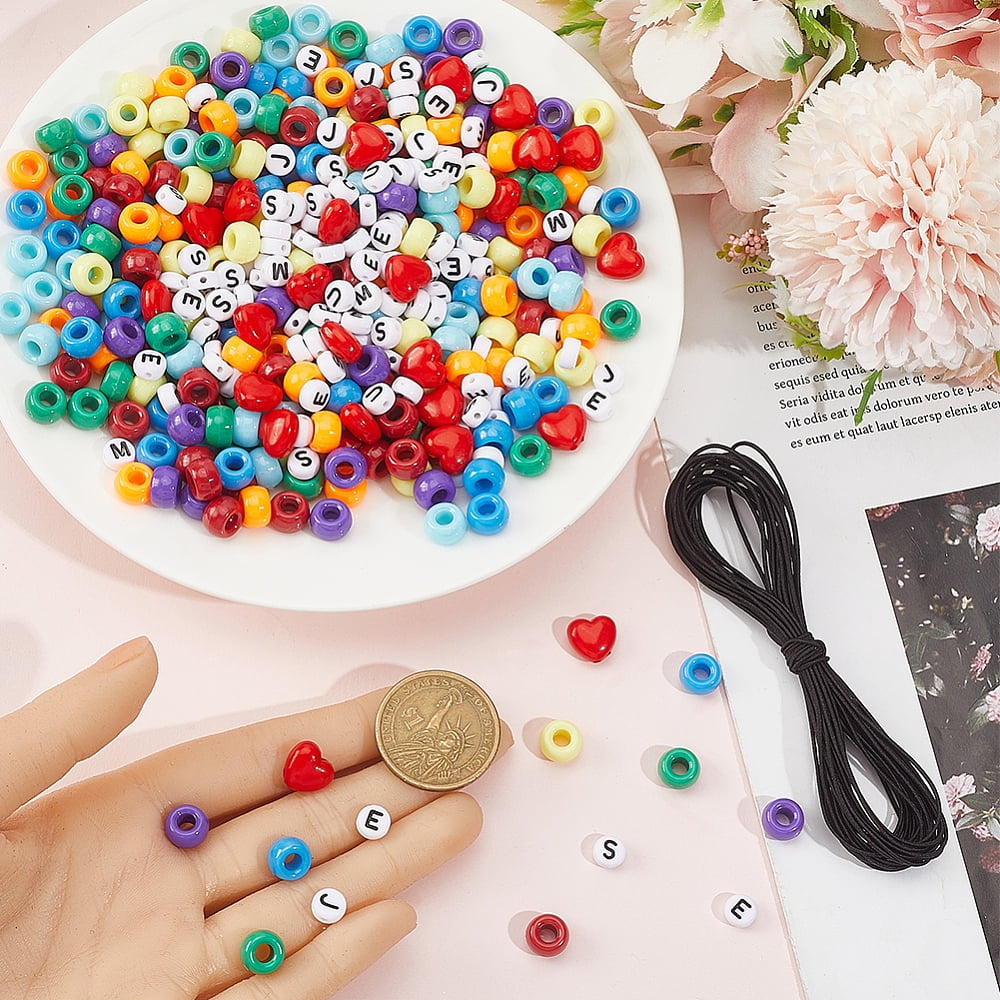 DIY Bracelets Making Kit Including Plastic & Acrylic Beads Polyester Elastic Cord Mixed Color 6x6mm Hole: 3.8mm