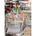 thumbnail image 4 of Boho Beige Flowers Outdoor Tablecloth - 60 Inch Round Dining Table Cover, Spring Abstract Watercolor Floral Leaf Waterproof Outdoor Table Cloth with Umbrella Hole & Zipper for Picnic/Patio/Party, 4 of 7
