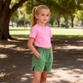 thumbnail image 6 of Jalioing Kids Cotton Linen Shorts Summer Casual Plain Elastic Waist Shorts Boys Girls Side Slit Lounge Shorts with Pocket, 6 of 9