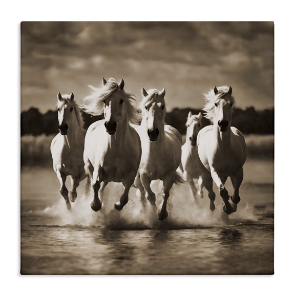 Stupell Industries Rustic Lodge Camargue Stallions Trotting Canvas Art, 17 x 17, by Noah Bay