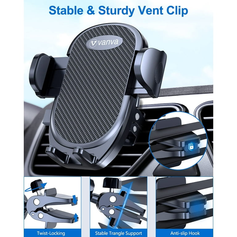 vanva [ Military-Grade Protection ] Universal Air Vent Car Mount, [ Big  Phones & Thick Case Friendly ] Cell Phone Holder for Car Hands Free Clamp  ...
