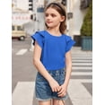 thumbnail image 6 of Arshiner Girls T Shirts Ruffle Short Sleeve Round Neck Loose Blouse Summer Solid Color Casual Girl Tee Tops, 6 of 6
