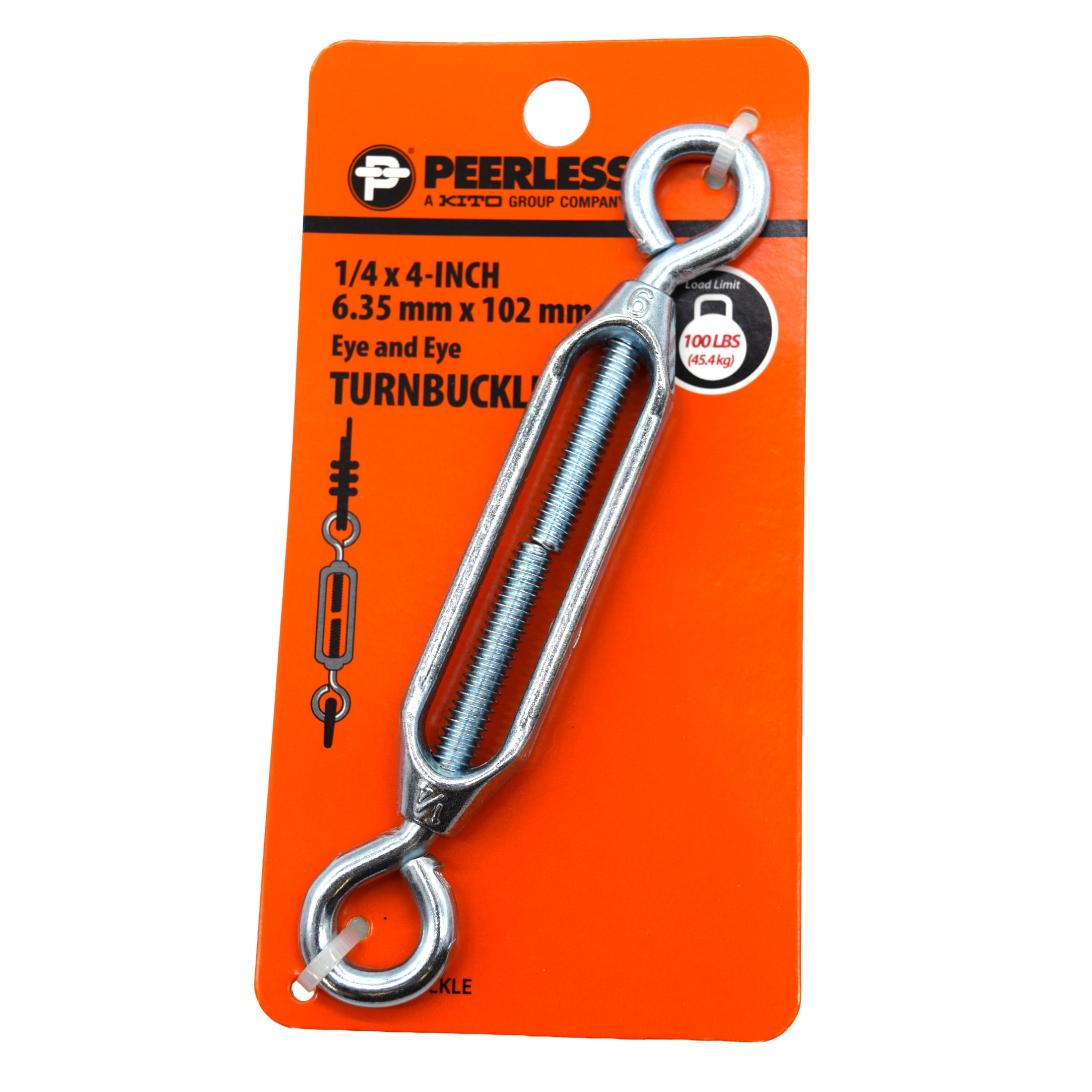(5 pack) Eye and Eye Turnbuckle, Steel, Zinc Plated, Peerless Chain Company, #4727838, Silver, 1 Count