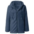 thumbnail image 3 of Abcnature Women Casual Hooded Plush Warm Jackets Zipper Cardigan Tops Coat Blue M, 3 of 5