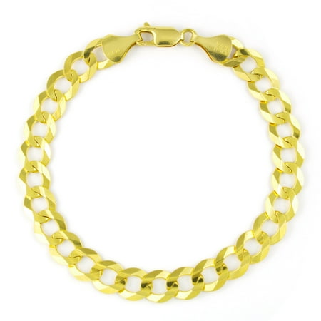 14k Yellow Gold Solid 8mm Italian Fine Curb Cuban Chain Bracelet 8" 8.5" 9"