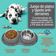 thumbnail image 3 of KE WOOW doble Plato de Acero inoxidable 1150 ml c/u Tapete de silicon doble Plato para perro Color gris, 3 of 9
