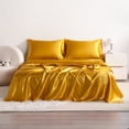 thumbnail image 6 of Kelnaro King Size Satin Sheet Set 4-Piece, Deep Pocket Cooling & Breathable Bedding, Silky Soft Wrinkle Resistant, Gold Yellow, 6 of 6