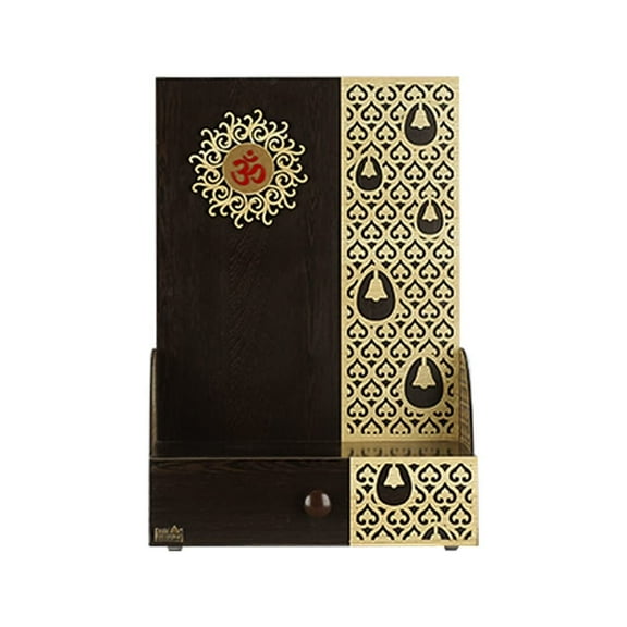 Designer Home Temple with Decorative Bell Design /Temple With LED Lights /Wall Hanging Pooja Mandir /Pooja Chowki For Home / Pooja Mandap