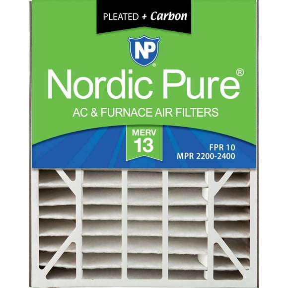 Nordic Pure 20x25x5 MERV 13 Pleated Air Bear Plus Carbon Replacement AC Furnace Air Filter 1 Pack