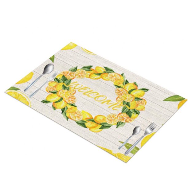 Xmarks Yellow and Green Lemon Tablemats Yellow Lemon Table Mats for