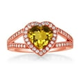 thumbnail image 2 of Gem Stone King 18K Rose Gold Plated Silver Yellow Citrine and White Moissanite Ring for Women (2.11 Cttw, Gemstone November Birthstone, Heart Shape 8MM, Available in Size 5,6,7,8,9), 2 of 4