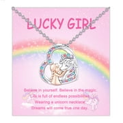 Unicorn Gifts Girls Unicorn Necklace Little Girls Ladies Unicorn Heart Pendant Necklace Birthday Party Jewelry Gifts Daughter Granddaughter Niece