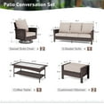 thumbnail image 3 of Summit Living 7-Seat Wicker Patio Furniture Set with 2 Swivel Chairs & 3-Seat Sofa & Coffee Table with 2 Ottoman, Outdoor Sectional Conversation Set, Beige, 3 of 11