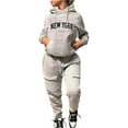 thumbnail image 1 of Gibobby Conjunto de sudadera informal para mujer Sudadera informal con estampado de para mujer, traje deportivo de dos piezas con múltiples bolsillos(Gris,M), 1 of 5