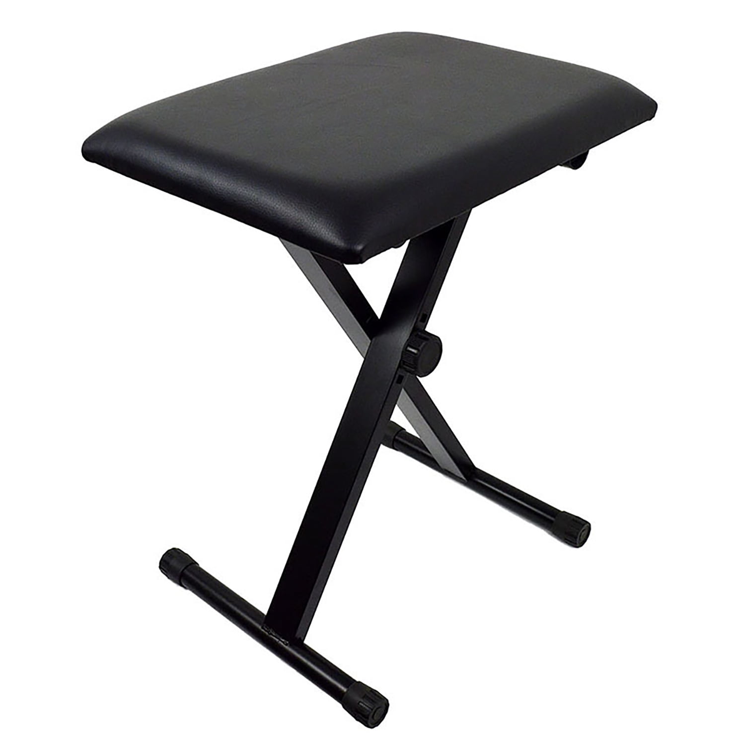 Asunby Adjustable Folding Piano Keyboard Bench, Leather Padded X-Style Performance Stool, Foldable Music Seat Chair for Home Stage, Black Instrument Accessories