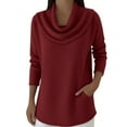thumbnail image 3 of Soyumi Fitted Long Sleeve Shirts for Women Womens Pullover Hoodies Trendy tops Womens Long Sleeve Shirts Cozy Sweatshirts for Women Womens Sweatshirts Workout tops / Athletic tops Soft,Red, 3 of 7