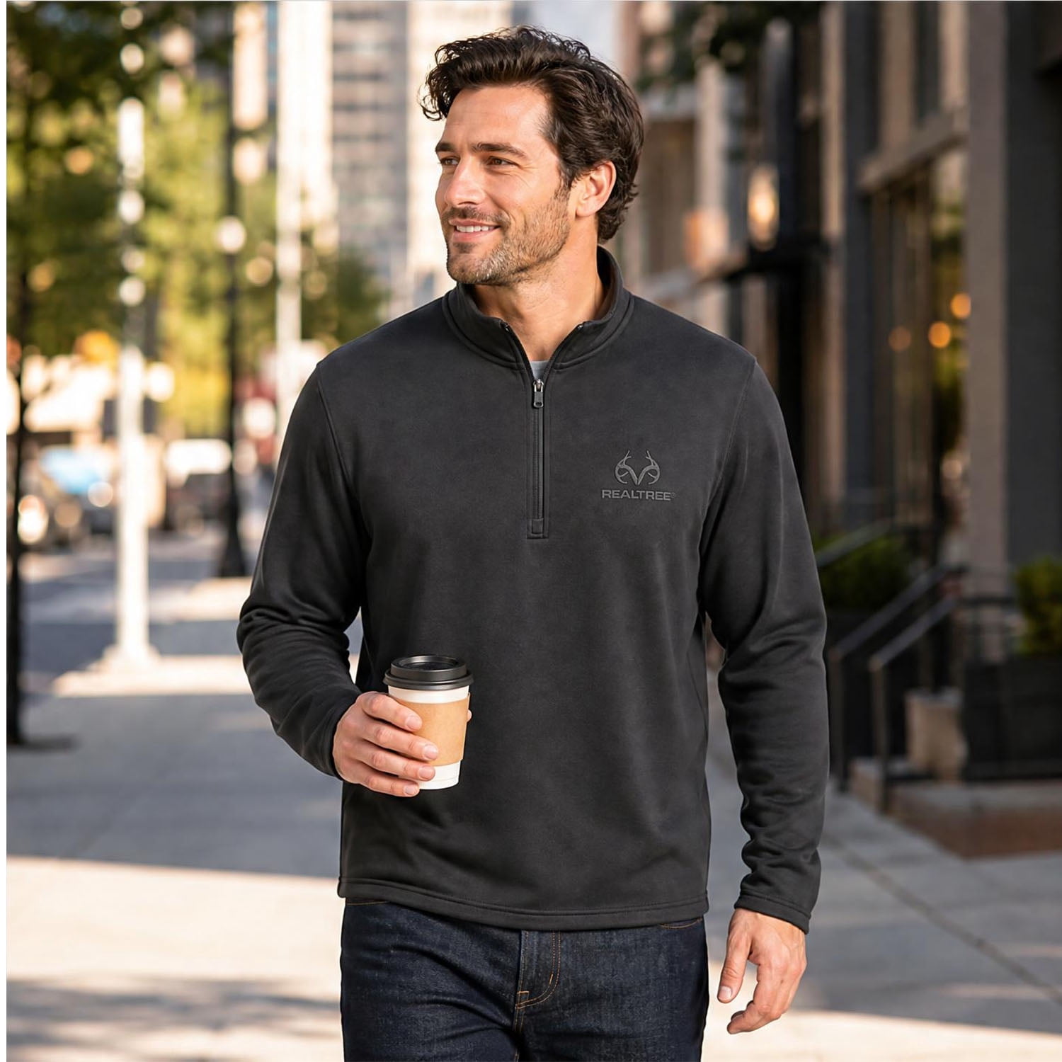 Realtree Men's Fleece Quarter Zip Pullover Sweatshirt, Sizes S-2XL