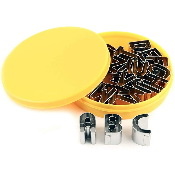 O'Creme Uppercase Alphabet Cookie Cutters Stainless Steel Twenty-Six-Piece Set 1 Inch Each