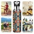 thumbnail image 7 of Yayeee 20oz Insulated Water Bottle Double Wall Stainless Steel with Flip Straw Lid, Blue Geometric, 7 of 7