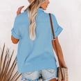 thumbnail image 5 of Ichuanyi Womens Cotton Button Down Shirt Casual Short Sleeve Loose Fit Collared Linen Work Blouse Tops with Pocket,Button On Shirt, 5 of 8