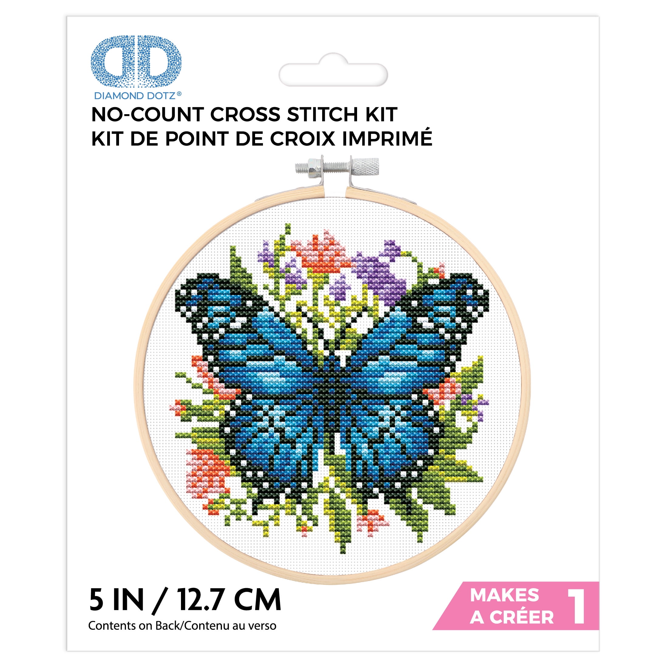 DIAMOND DOTZ® Blue Butterfly Special Edition No-Count Cross Stitch Kit - 5" Round