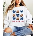 thumbnail image 5 of Bold Red Buffalo Football Sweatshirt for Women Teens and Girls Footballs and Blue Bows Sweater White Sweatshirt Adult Large, 5 of 5