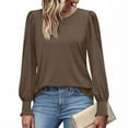 thumbnail image 4 of Felirenzacia Women’s Crew Neck Long Sleeve Dress Shirts Loose Fit Casual Tops, Tunic Pullover Fashion Fall Workwear,Coffee,XL, 4 of 6