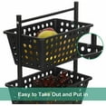 3Tier Metal Kitchen Produce Floor Market Basket Storage Stand for Fruit, Vegetables
