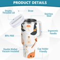 thumbnail image 2 of Yayeee 30oz Stainless Steel Tumbler with Straw and Handle Double-Wall Insulated Travel Water Bottle, White Halloween Pumpkin, 2 of 8