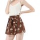 thumbnail image 2 of Pantalones cortos de verano de playa con cintura alta con lazo elástico estampado para mujer marrón S Unique Bargains Pantalones, 2 of 6